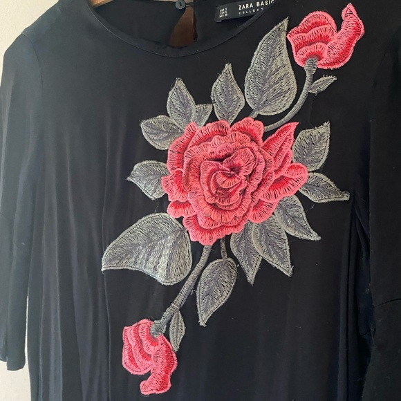 Zara Basic Asymmetrical Black Satin Dress - Picture 4 of 8